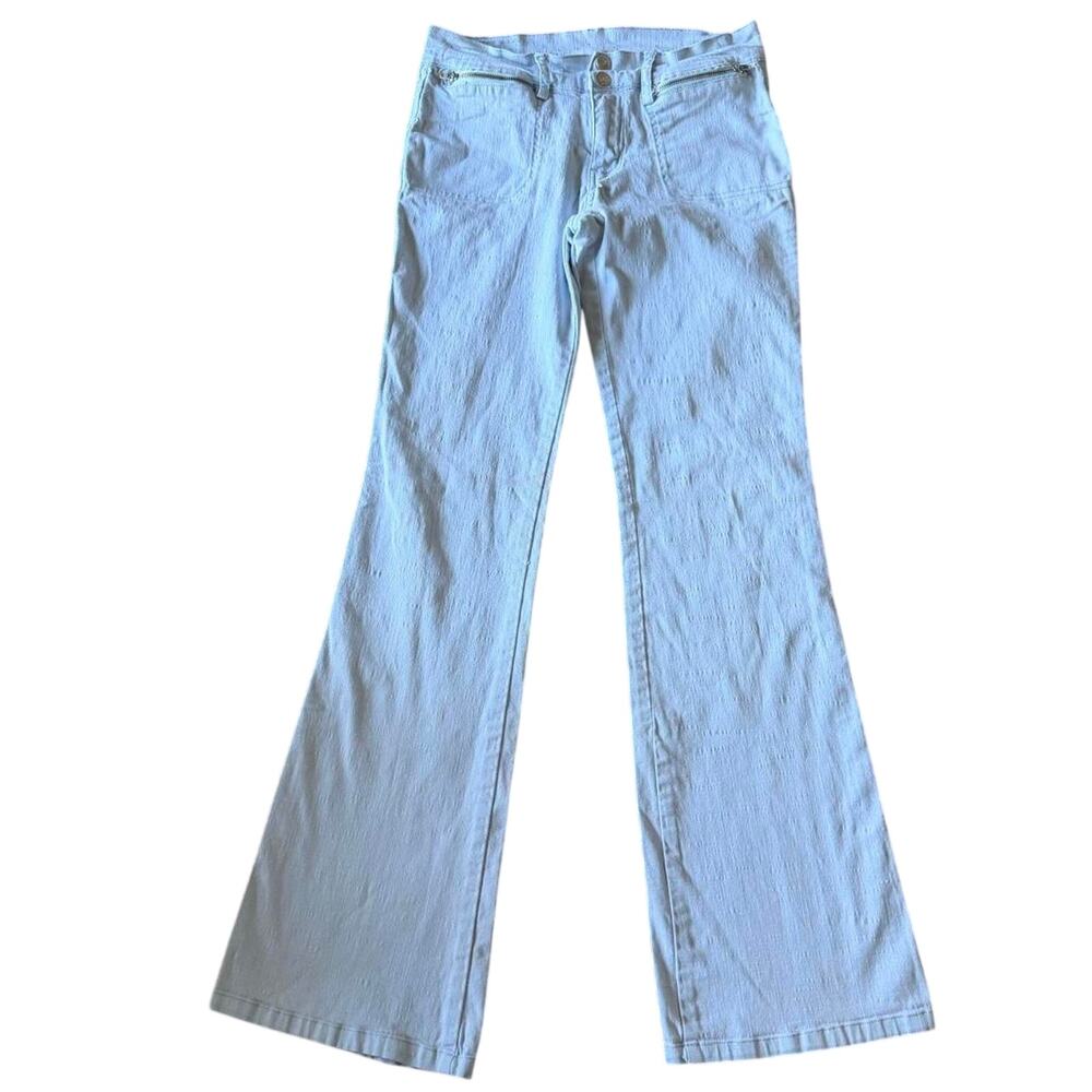 Vintage Y2K Picasso Style PSJ Baby Blue Bootcut Low Rise Flare Jeans Size 6 M - Picture 3 of 8